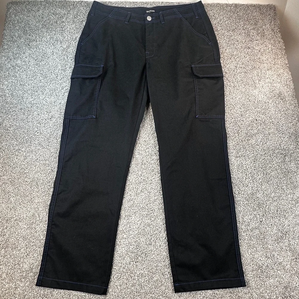 True Religion Cargo Pants Men 36 Jet Black Pacific Blue Contrast Stitch NEW $164